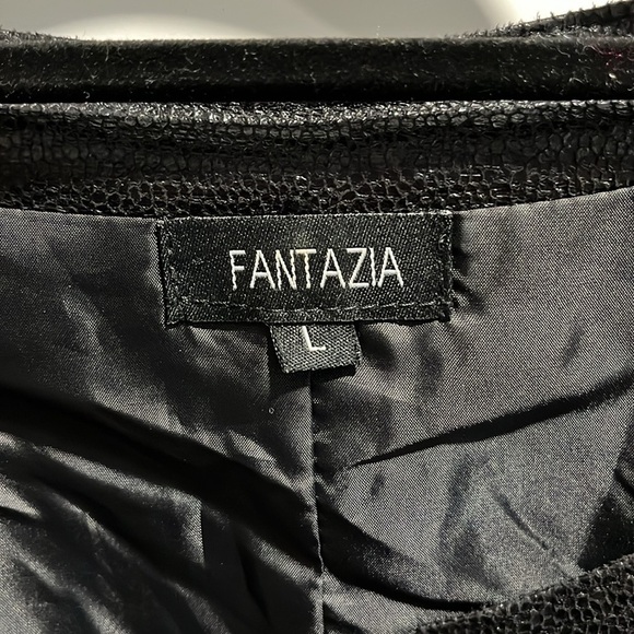 Pebbled Faux Leather Mini Dress Size Large Black - Picture 5 of 7